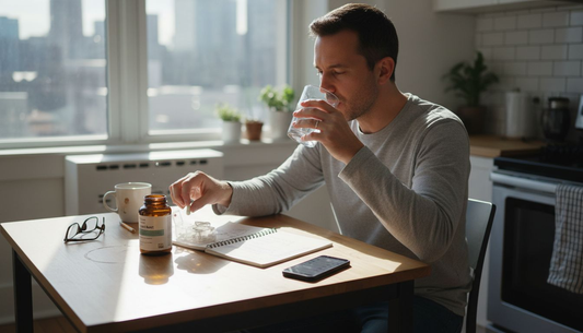Man taking Lion’s Mane supplement in morning