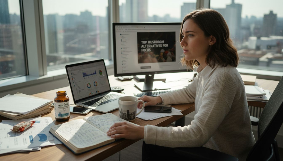 Professional reviews supplement options at office desk