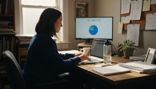 Woman working for focus in natural office