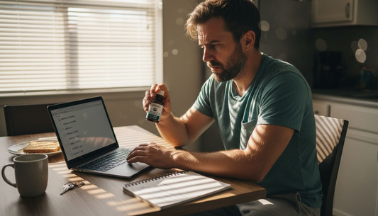 Man starting day with lion's mane supplement