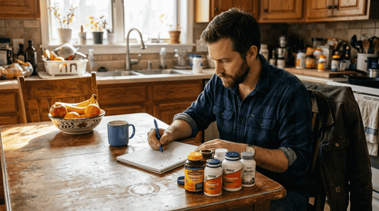 Man reviewing brain health supplement checklist